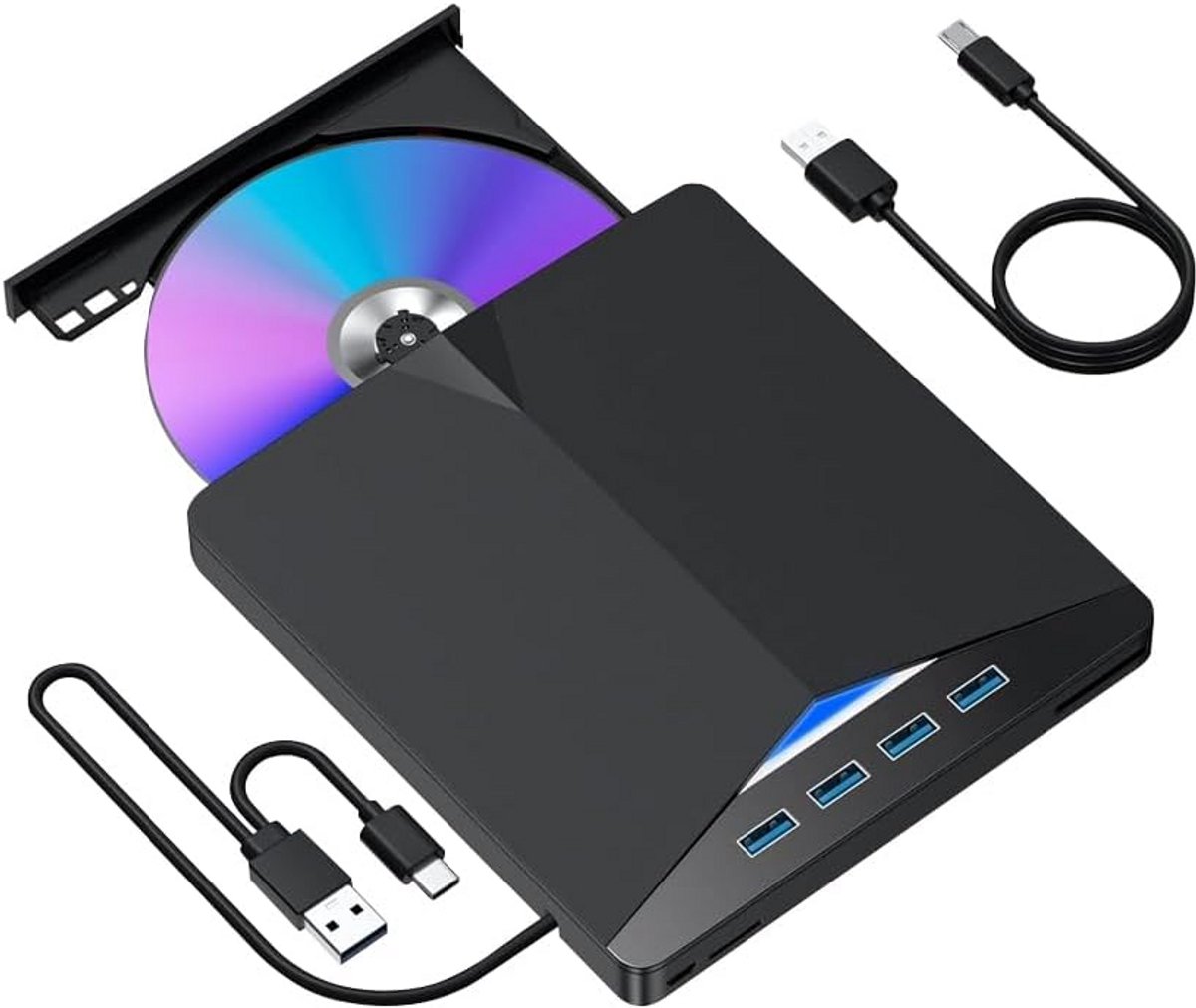 Externe USB CD/DVD Drive met 7-in-1 Functies voor Laptop en Desktop