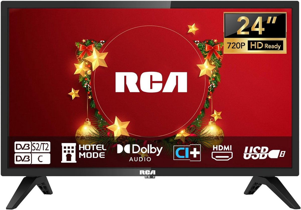 HD LED Televisie 24 inch (60 cm) voor Slaapkamer of Keuken met Triple Tuner en Diverse Aansluitingen