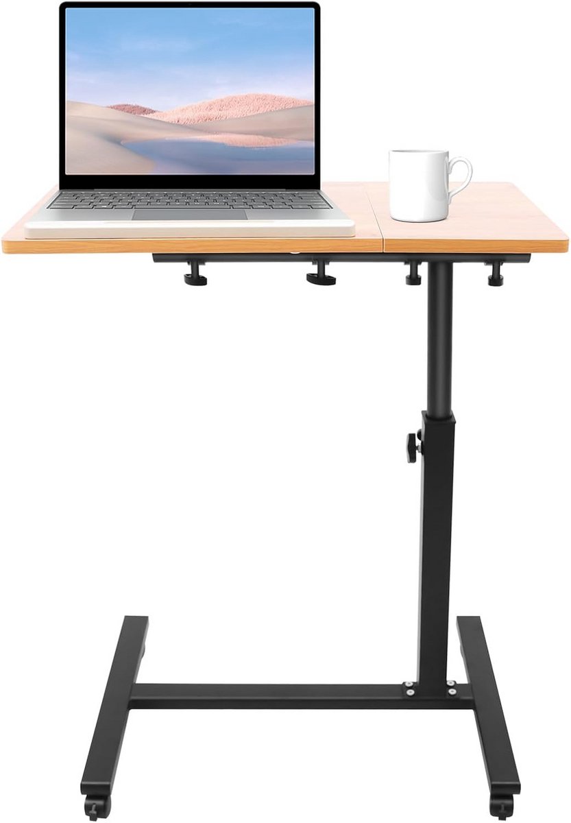 Adjustable Laptop Desk 360° Rotating Tabletop Mobile Stand Home Office Tray Standing Rolling Study Table Computer Workstation