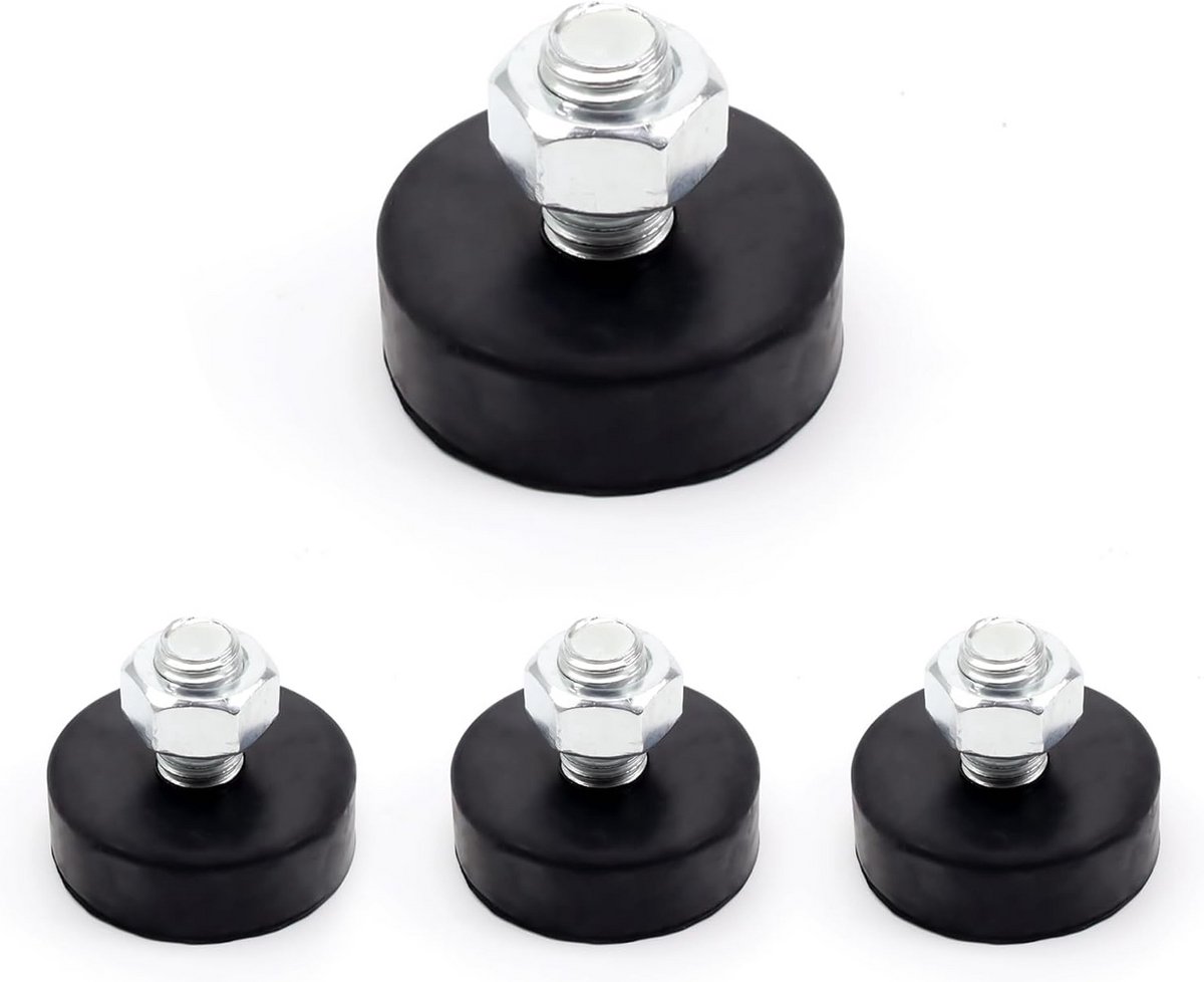 Set van 4 Zwarte Schroefvoeten met Rubber Bescherming voor Meubels en Apparaten
