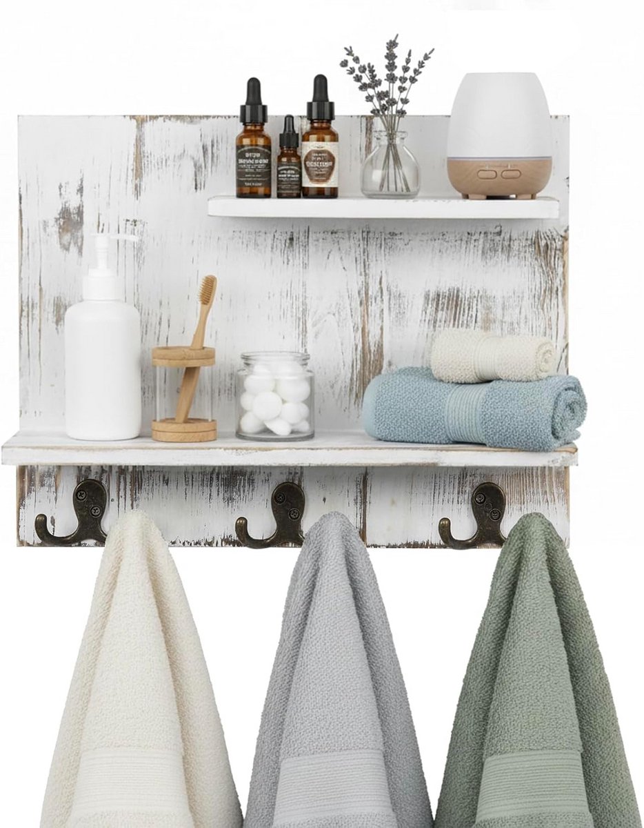 Wandplank met Haken Organizer Opslag voor Badkamer en Keuken