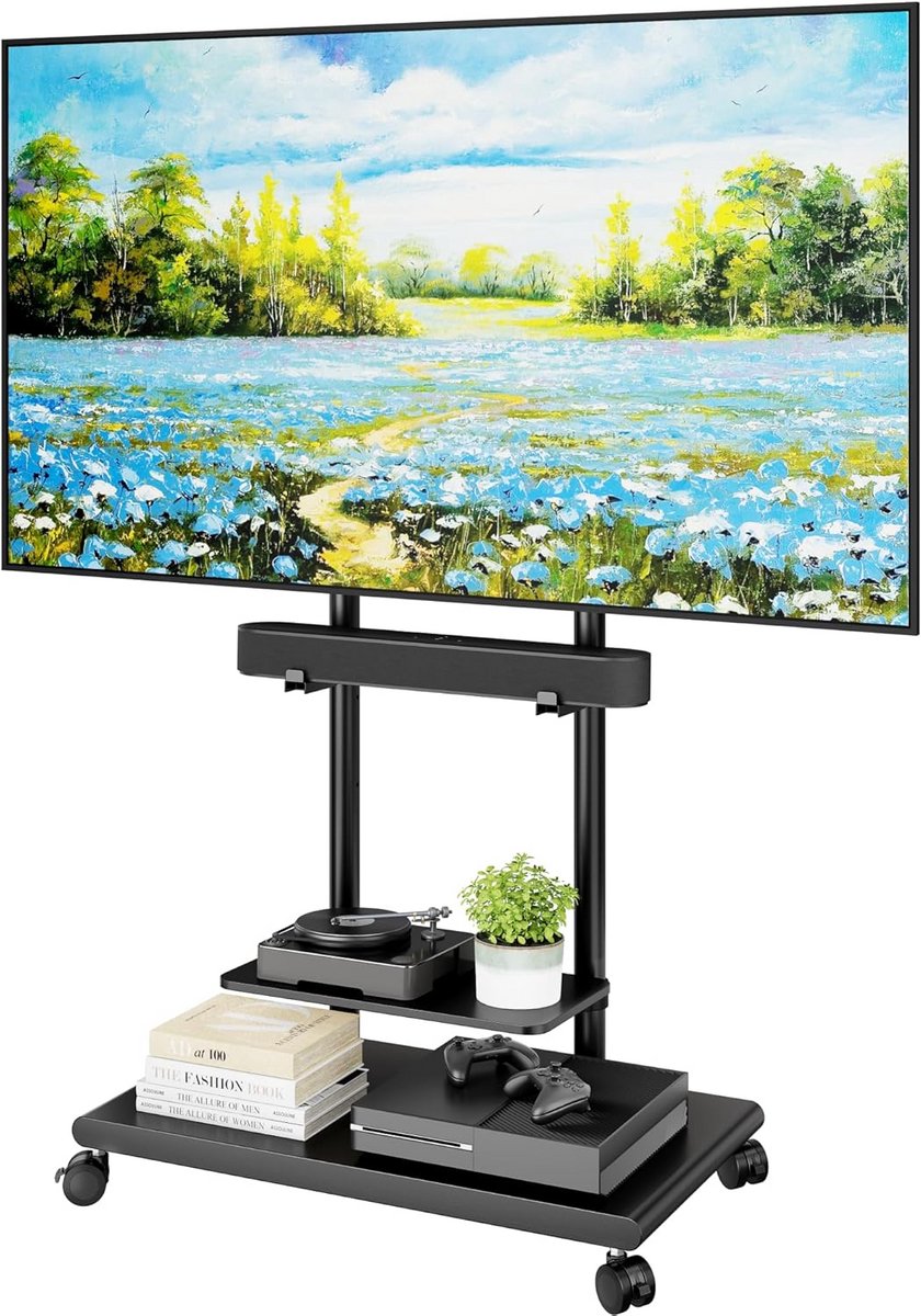 Verrijdbare TV Standaard voor Televisies van 50 tot 90 Inch - Zwart