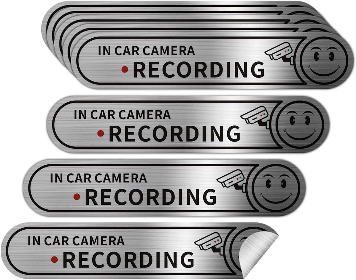 8x Dashcam Opname Melding Stickers voor Auto voor Melding