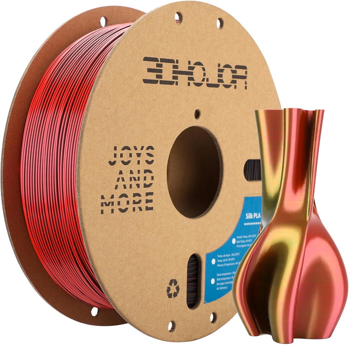 3D Printer Filament Zijde PLA Driepkleurig Zwart Rood Goud voor Hoge Kwaliteit Prints