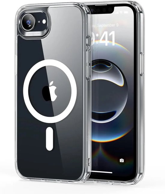 Coque hybride HaloLock Classic ESR compatible avec l' iPhone 16e | Compatible avec MagSafe / Qi2 et HaloLock | Couverture arrière avec aimant | Transparent