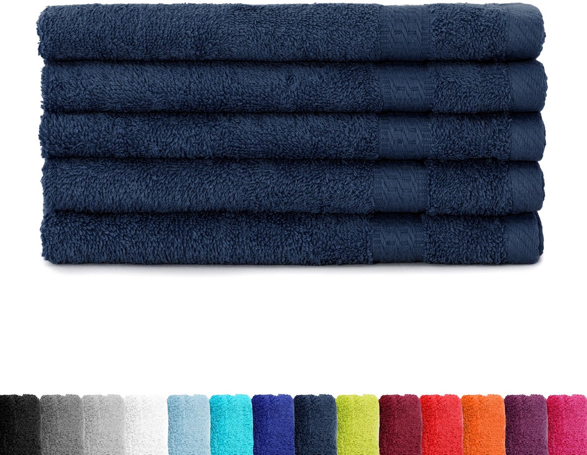 SnelShoppen - BaSaTex Terry Gastendoeken 30x50cm - 5-Pack Donkerblauw - 100% Katoen, Zacht en Absorberend, Perfect voor Badkamer en Gasten
