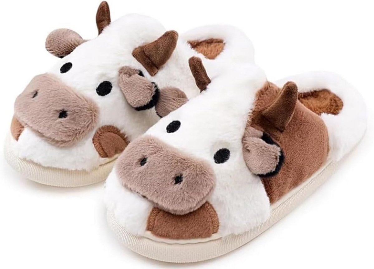 Dames Koe Pantoffels Warm en Zacht met Memory Foam