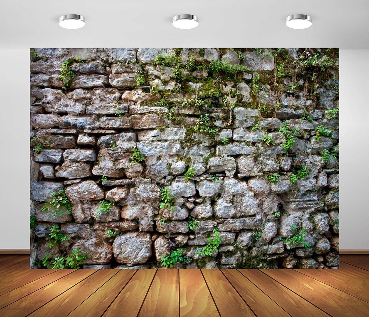 Vintage Bakstenen Fotografie Achtergrond 2,1 x 1,5 m - Overwoekerde Steenmuur
