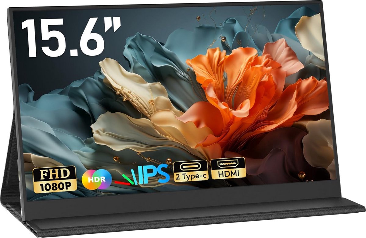Draagbaar Extern Laptopscherm 15,6 inch 1080p FHD IPS USB-C HDMI Tweede Monitor