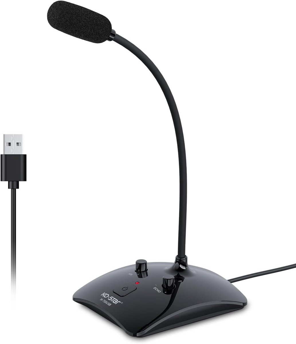 Omnidirectionele Desktop Microfoon met USB voor PC en Laptop - Inclusief Mute Knop