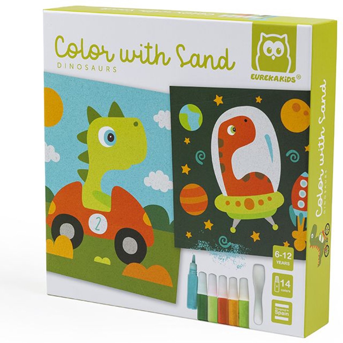 Knutselset kleuren met zand dino - EurekaKids - vanaf 6 jaar
