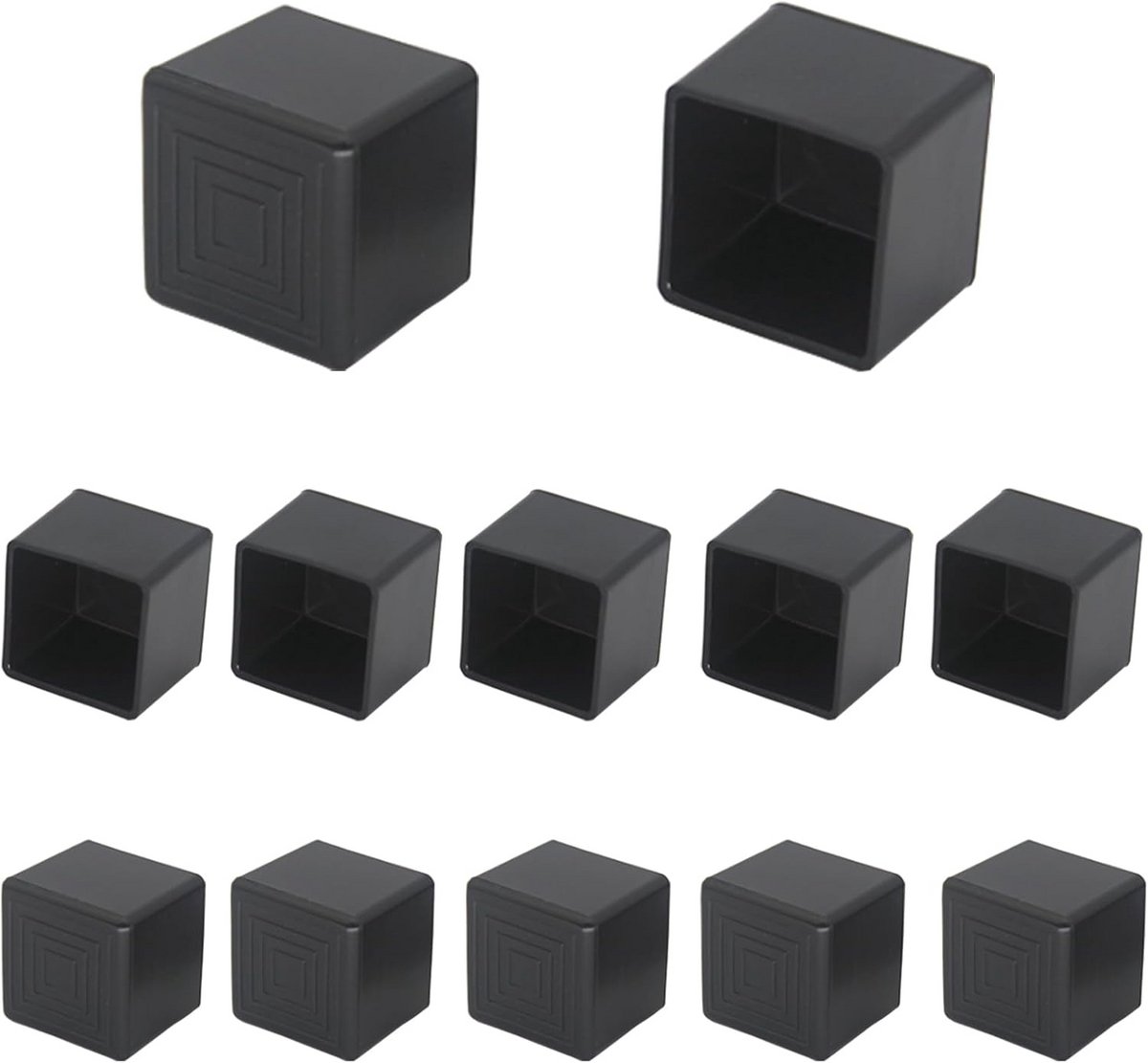Vierkante Stoelpootdoppen Rubber - 12 Stuks Vloerbeschermers voor Stoelen en Tafels (25x25mm)