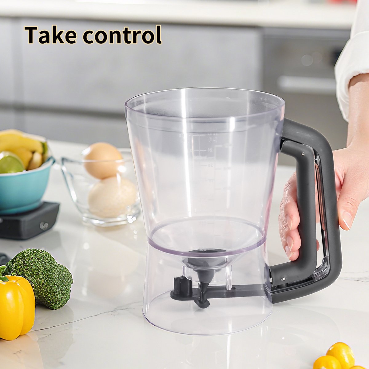 Beslagdispenser, beslagtrechter, cupcakedispenser, maatbeker, bakgereedschap