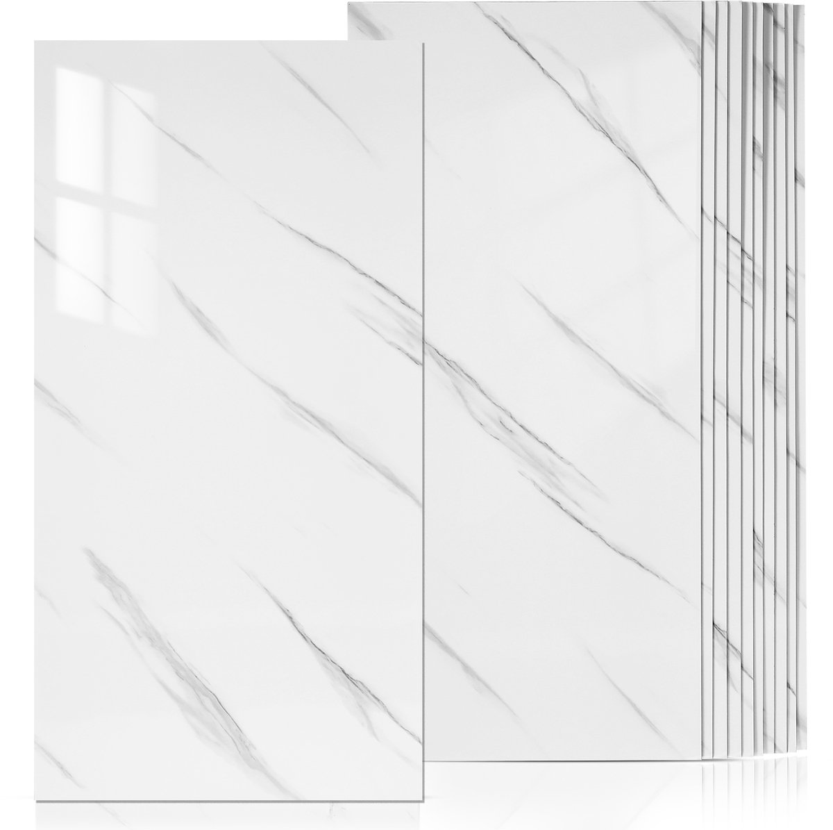 10 Stuks Zelfklevend Marmerfolie Wit 60x30 cm - Waterdichte PVC Muurstickers voor Keuken, Badkamer & Meubels | Luxe Marmerlook Wanddecoratie
