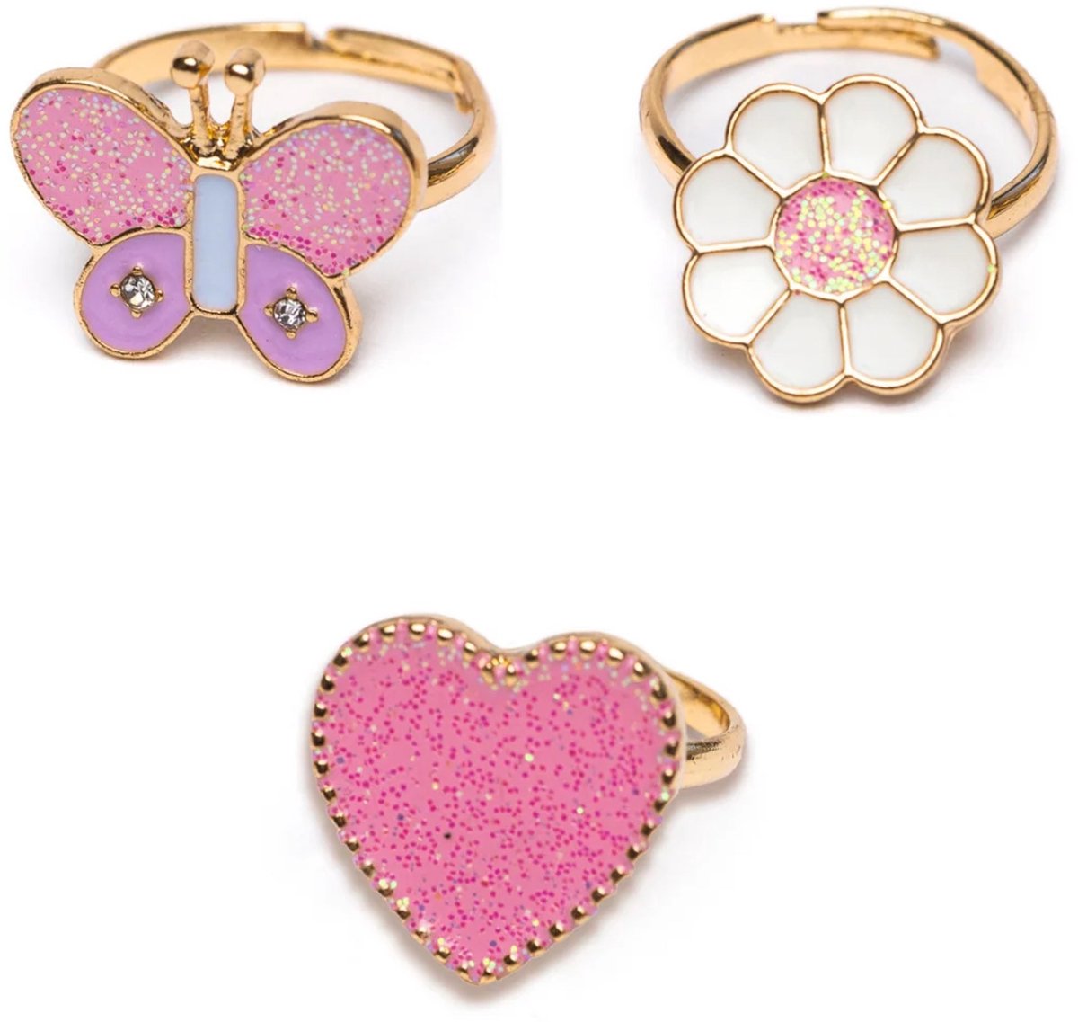 Great Pretenders - Set met 3 verstelbare ringen wonderland - Roze