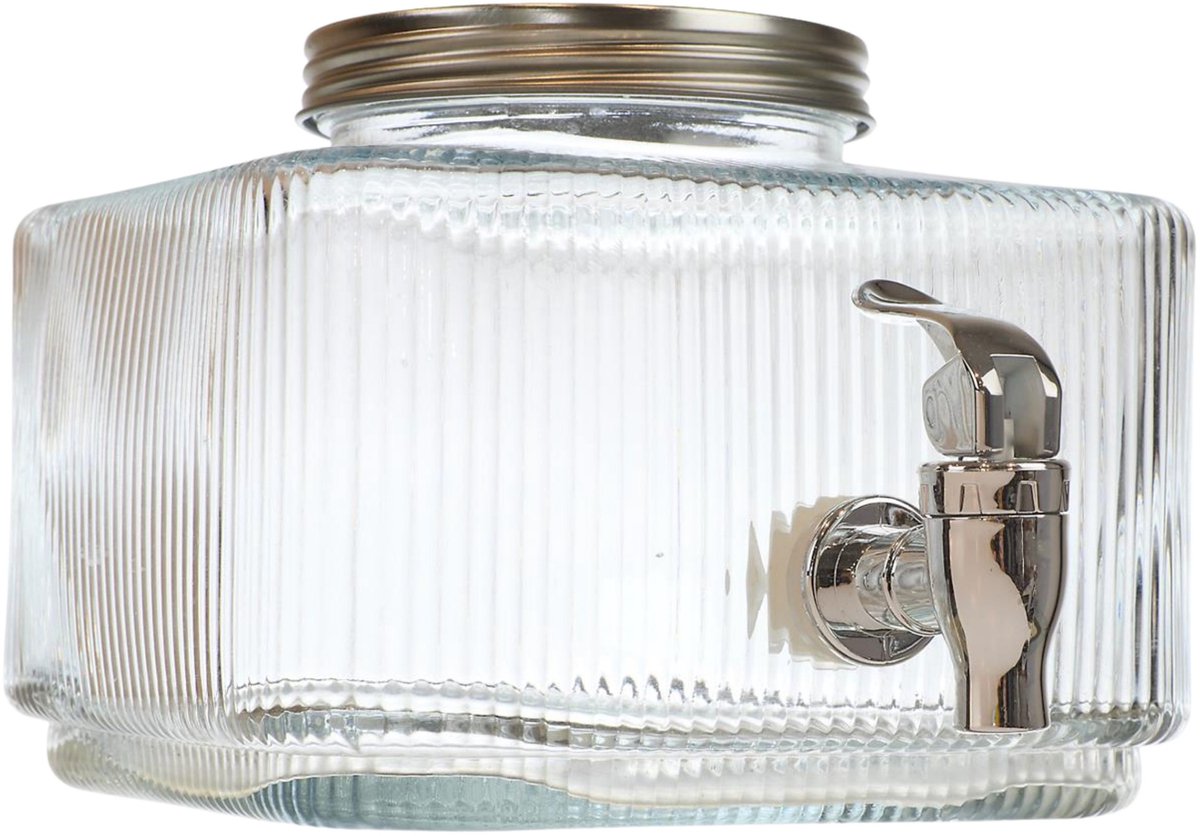 Home Deco Factory Drankdispenser vierkant - 3 liter - glas - limonadetap - 15 x 20 x 19 cm