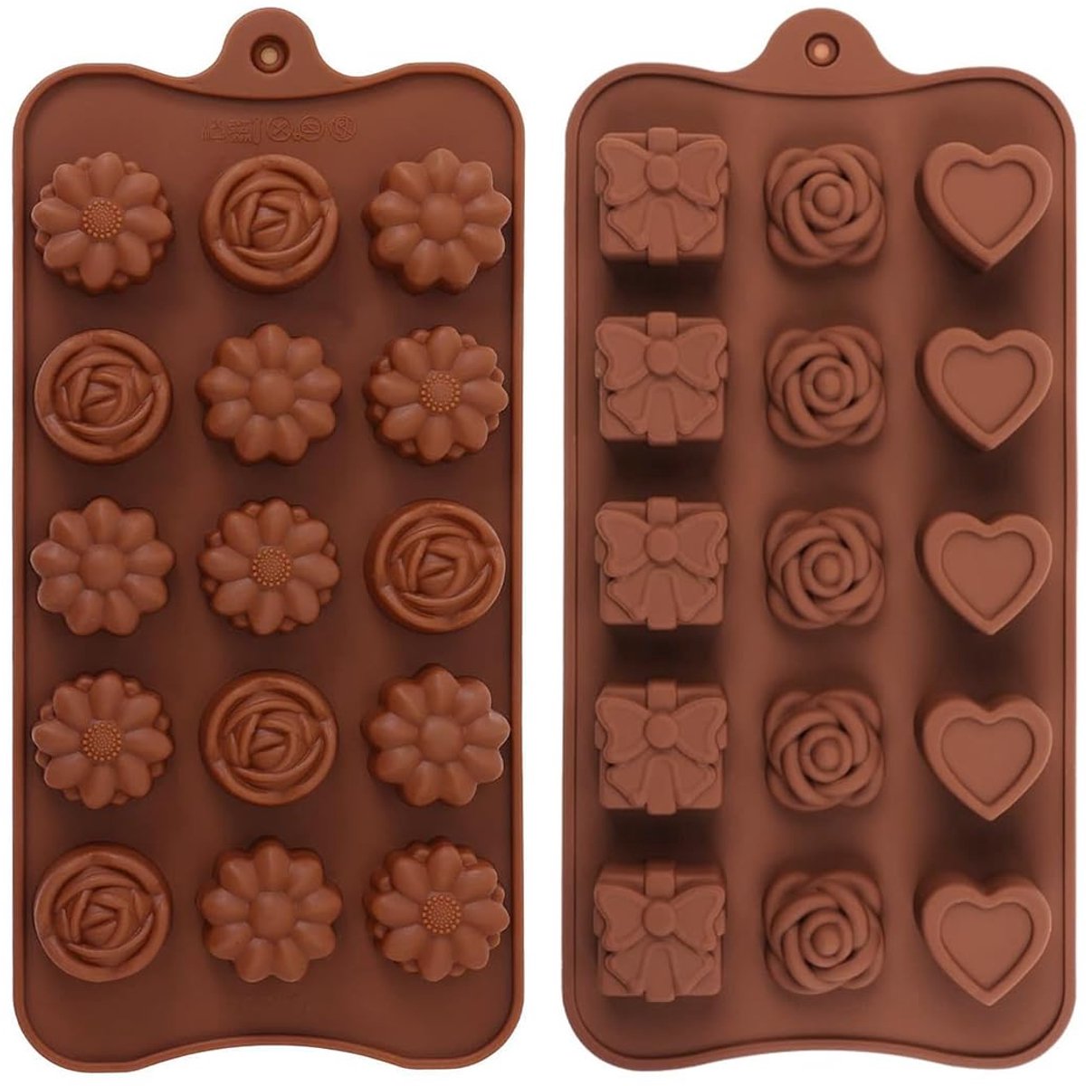 Siliconen vorm chocoladevorm set van 2 - Bloemen snoep peperkoekvorm