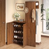 HAUSS SPOLE Garderobekast - Verticale Compacte Halmeubelset Met Schoenenkast En Kapstok - Voor Hal En Entree - MDF Walnoot - 115x38,5x191,5