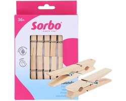 Sorbo Houten Wasknijpers – Set van 36 – FSC® Gecertificeerd – Extra Sterk met 7-Slagsveer