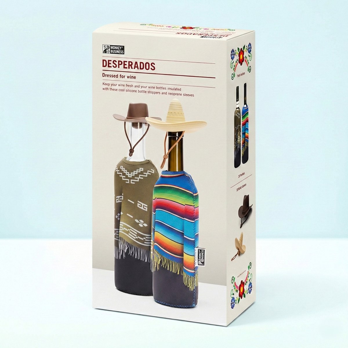 Monkey Business Bottle Sleeve & Wijnstopper Desperados de Vino set van 4