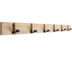 HOME It® flex kapstok met 6 haken 60 × 5,5 × 2 cm natuurlijk eiken