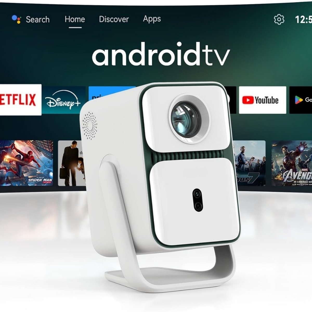 Ultra Smart Beamer met Android TV - Projector met Netflix - Native Full HD1080P - 120° Rotable - Auto Focus Keystone - Bluetooth & Wifi - 10W Speakers - Draagbare Mini Projector