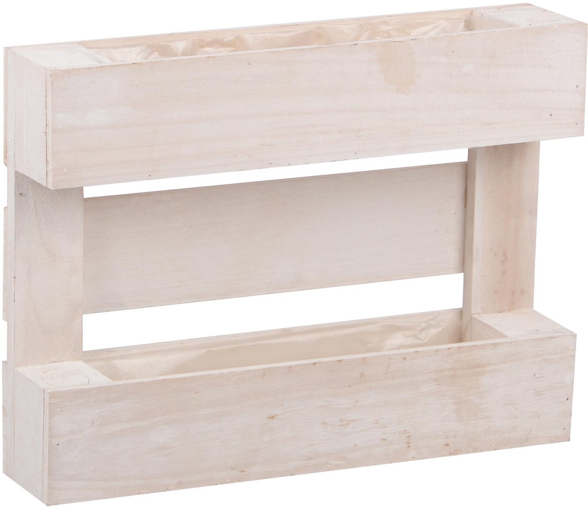 UNUS® Wandplantenbak pallet hout met kunststof inzet 40 cm wit