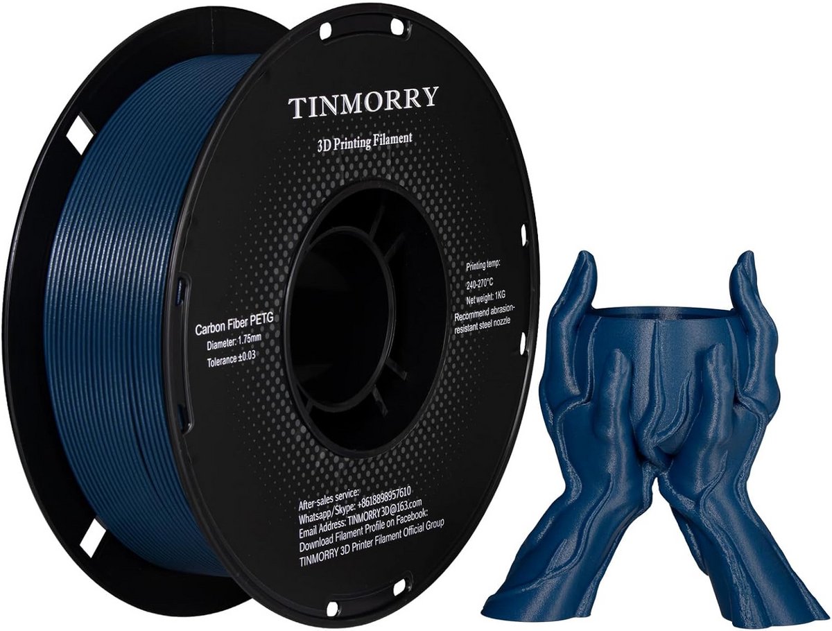 Koolstofvezel PETG Filament 1.75mm voor 3D Printer - 1 KG Spool - Carbon Blauw
