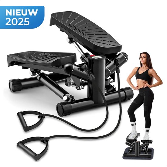HomeFit Pro Stepper – 2-in-1 Fitness Stepper met Weerstandsbanden & LCD Display – Compact & Stil – Voor Cardio en Spiertraining Thuis