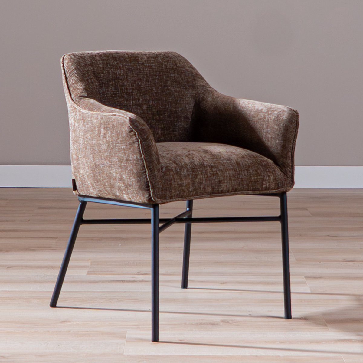 Bronx71 Eetkamerstoel Nubo chenille mocha - stoel Bruin