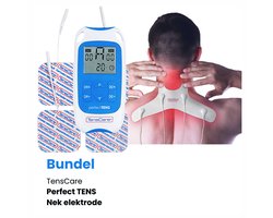 TensCare - Bundel Perfect TENS + 1x nek-elektrode | TENS apparaat | Pijnverlichting | Elektrodentherapie | Nek elektrode TENS/EMS – Zelfklevende gelpads – Voor nekklachten verlichting – Compatibel met TENS en EMS apparaten | nek elektrode |