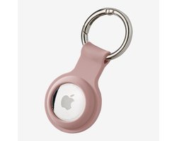 Hoesje geschikt voor AirTag - AirTag sleutelhanger - Siliconen case - Airtag protector - Hanger - Lichtroze - Spullen kwijtraken - Jonyx