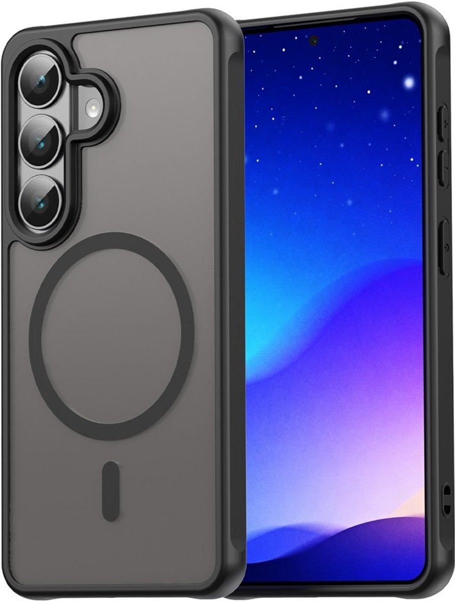 Casety Geschikt voor Samsung Galaxy S26 hoesje - slanke backcover met magnetisch ondersteuning - Zwart