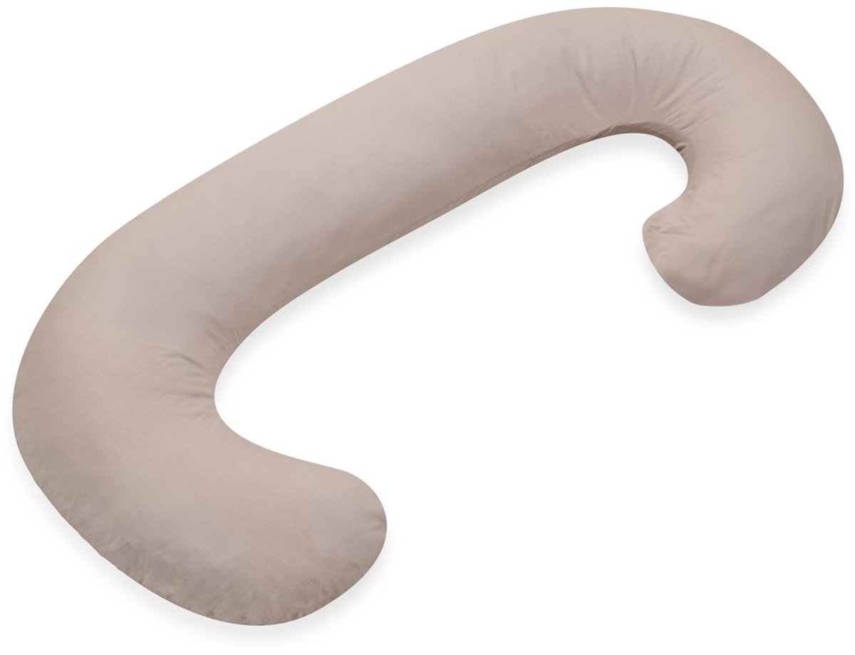 New Baby - Voedingskussen - C-vorm bruin katoen 285 cm - borstvoedingskussen - zwangerschapskussen - rugsteun - anti-allergisch - afneembare hoes