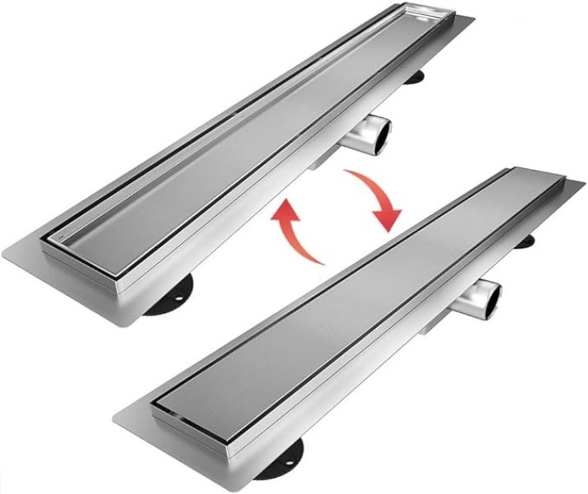 Stunq® Douchegoot 90 cm - Roestvrijstalen afvoersysteem met verstelbare hoogte en complete montageset