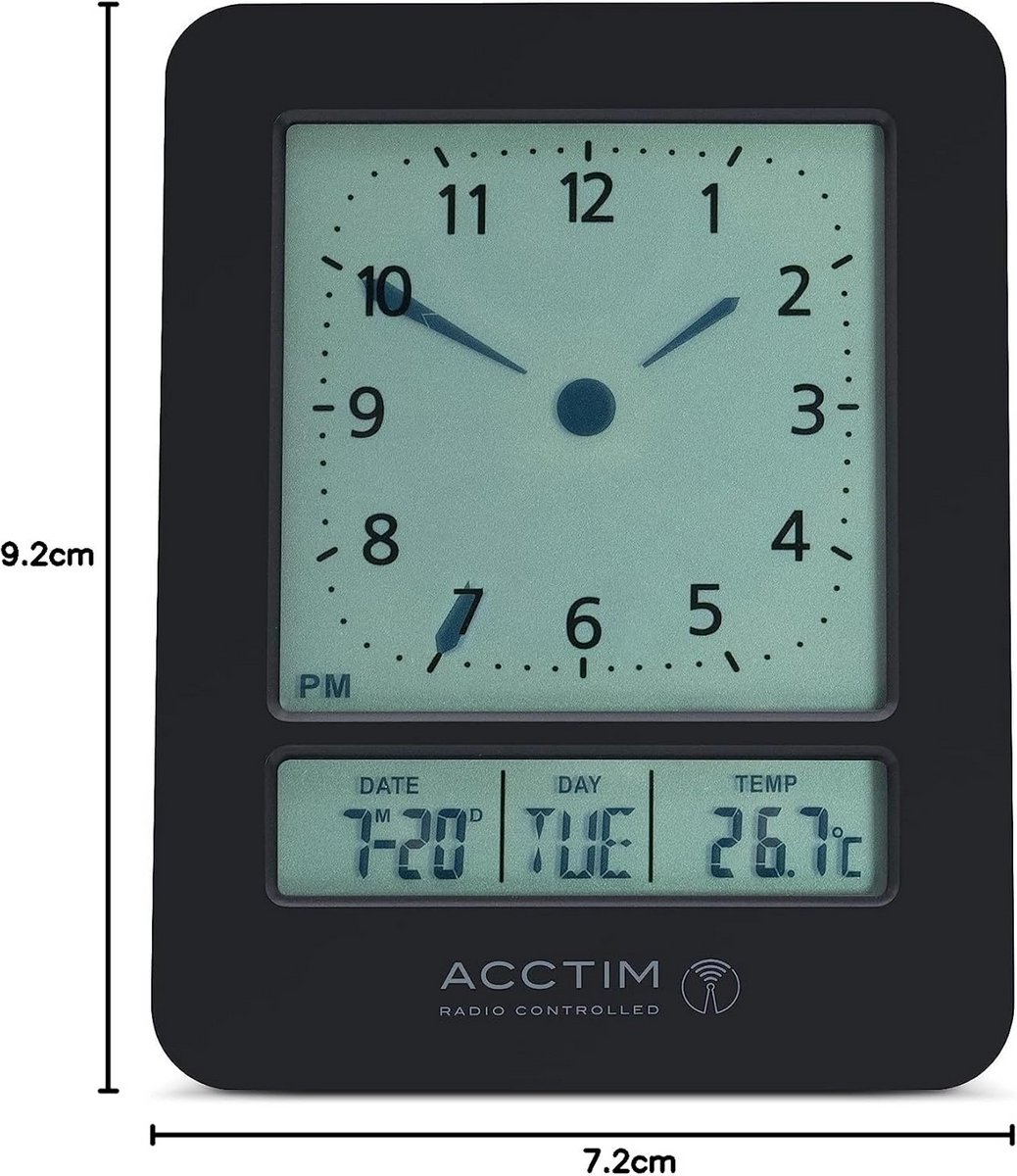 Digitale Wekker met Radiosignaal, Dubbel Alarm en Temperatuurweergave