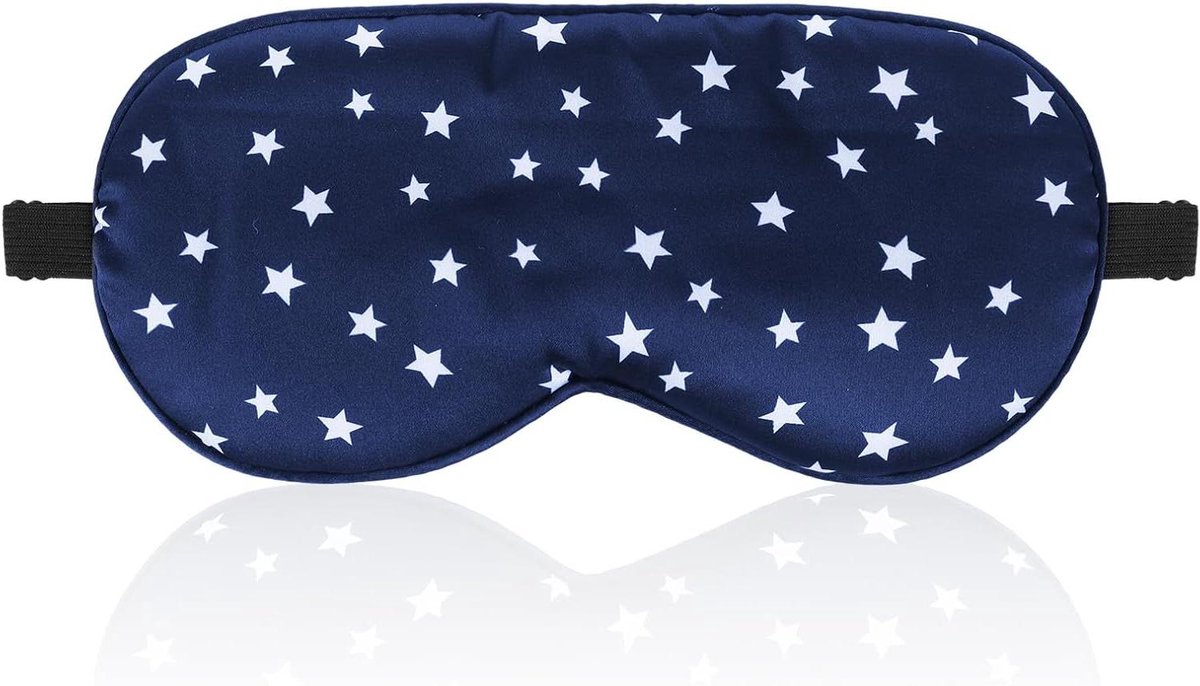 Zijden slaapmasker van pure zijde verstelbare riem verduistering slaapbril zacht oogmasker blinddoek slaaphulp (marineblauw) - verbeter slaapkwaliteit.