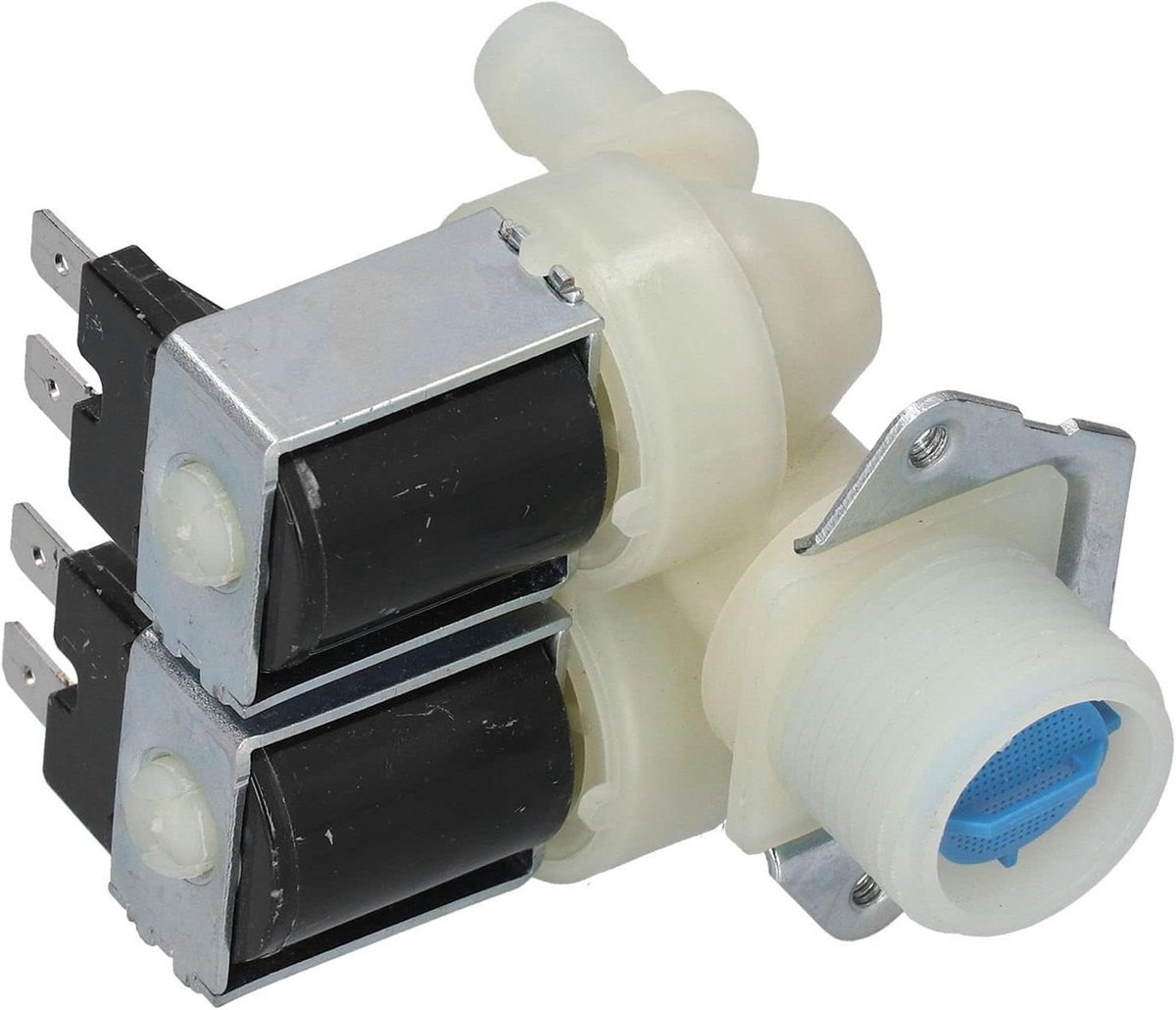 Allecto- Waterinlaatklep - Magnetische klep - Automatische wasmachines - Dubbele kop - AC220V-240V - PP + aluminiumlegering - Geschikt voor wasmachines - Zilverkleurig