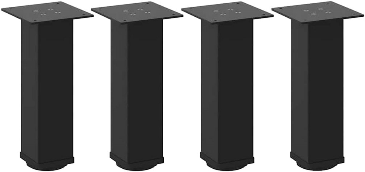 Set van 4 Rechthoekige Tafelpoten Zwart Staal - Verstelbaar 30-32 cm