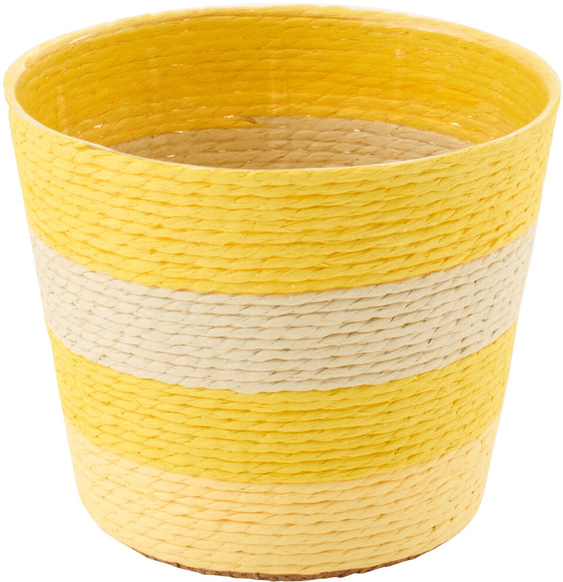 J-Line bloempot Gestreept - papier - geel/naturel - extra small