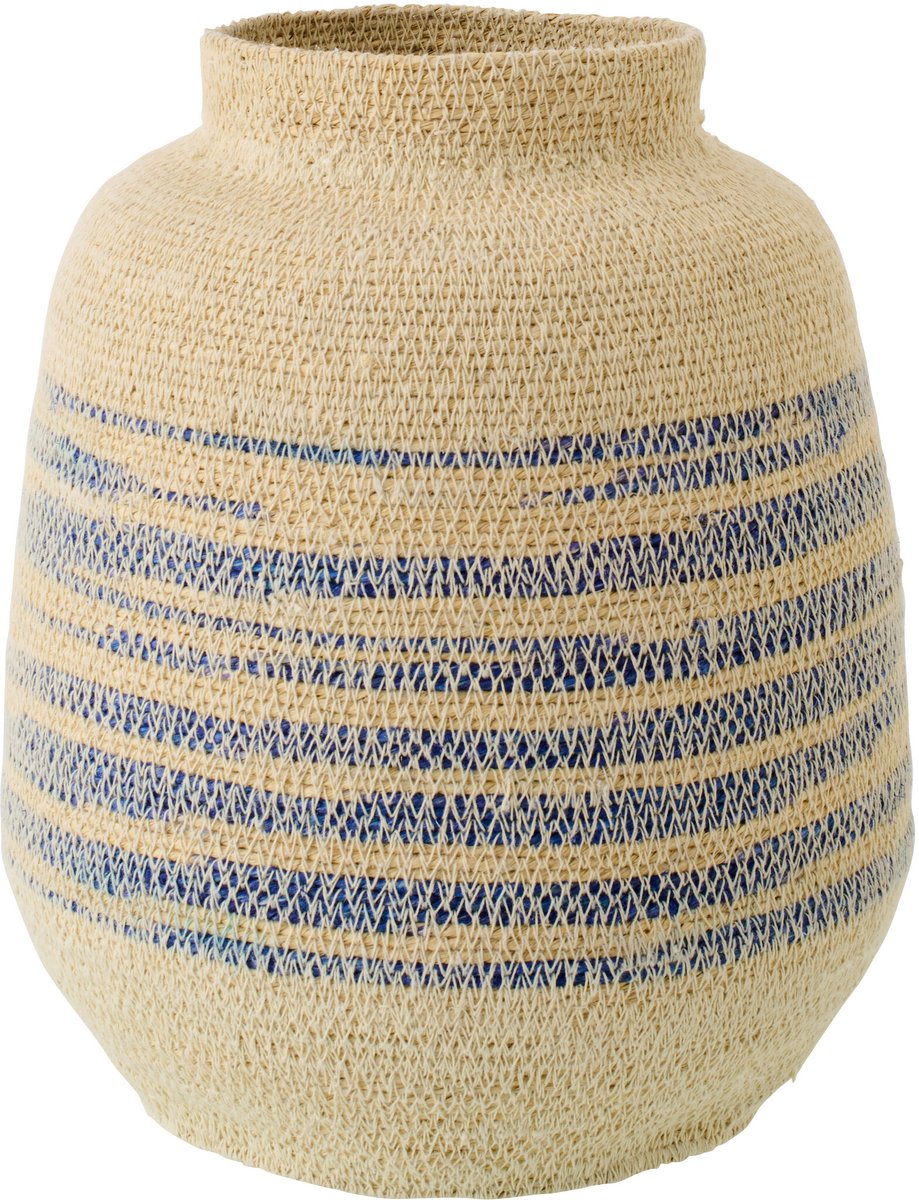 J-Line mand Gestreept - zeegras - naturel/blauw