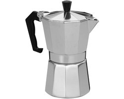 Cookinglife Percolator - Espressomaker Voor 1-2 Kopjes - Coffee Maker Aluminium - Zilver/Zwart - Lichtgewicht Klassiek 150 ml