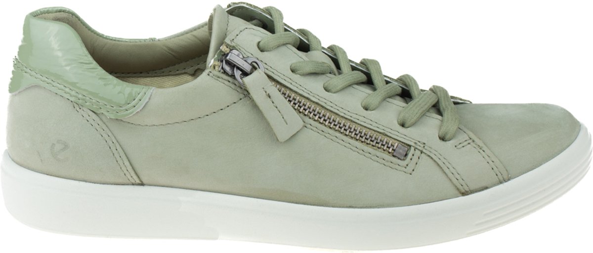 Ecco Soft 7 Side Zip Sneakers groen Nubuck - Dames