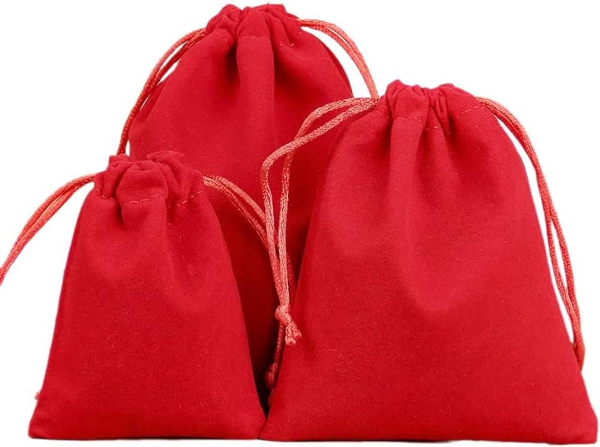 12 stuks fluwelen zakjes met trekkoord voor sieraden - cadeauzakjes voor bruiloft, Kerstmis en verjaardag