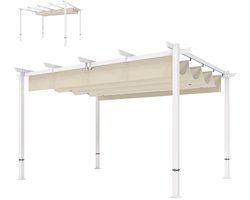 Pergola - 3 x 4 m - Prieel - Paviljoen - Terras - Weerbestendig - Metalen Frame - Met zonwering - Beige