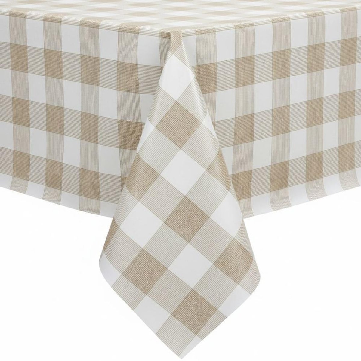 Protecttable - Tafelzeil Ruit Cotton Creme 140x300cm - Tafelkleed Afwasbaar - Kunststof