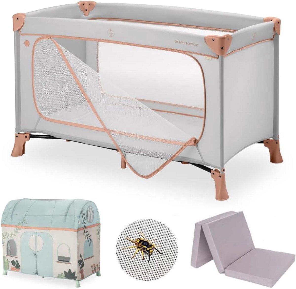 Comfortabel en Veilig Kinderreisbed met Speeltent en Insectenbescherming