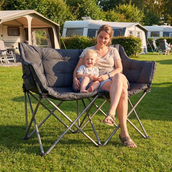 TRVLMORE Campingstoel - Opvouwbaar - 2-Persoons - 240KG Draagvermogen - Incl. Draagtas - Vlinderstoel - Kampeerstoel - Vouwstoel - Grijs van Merkloos — afbeelding 4