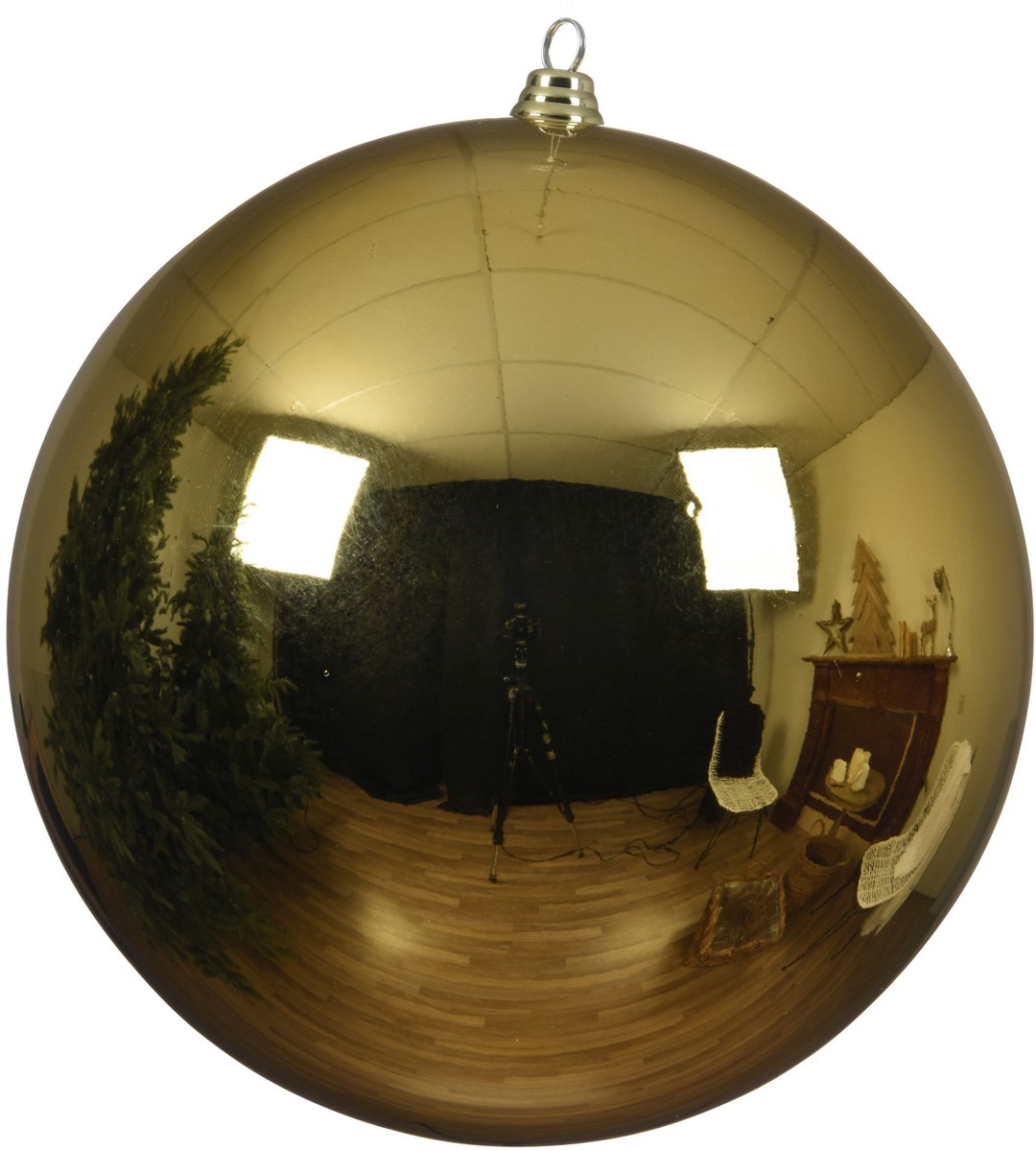 Decoris Grote kerstbal - goud - 25 cm - kunststof - glans - mega kerstbal - kerstversiering
