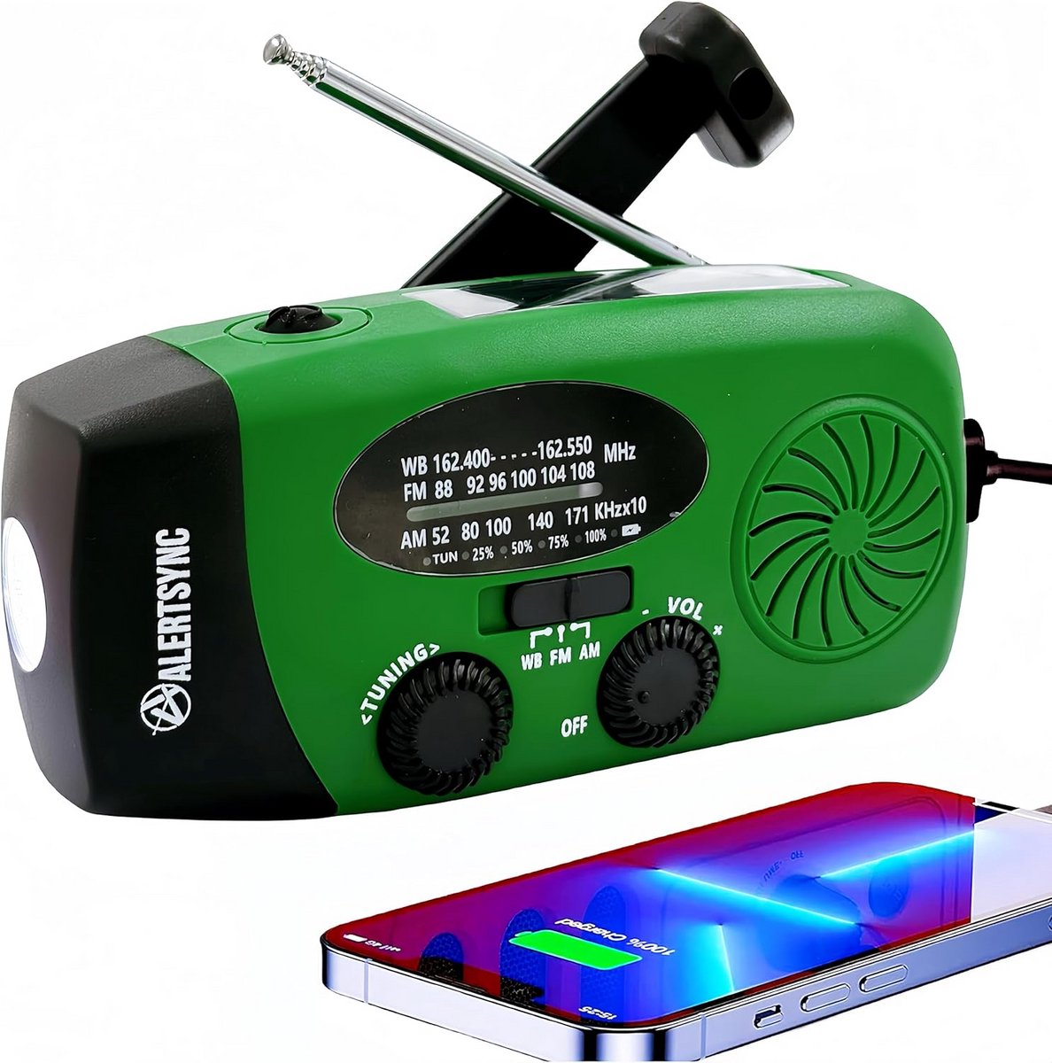 5000mAh Wind Up Solar Radio met Crank en Zaklamp - Draagbare Noodweer Radio voor Kamperen en Overleven